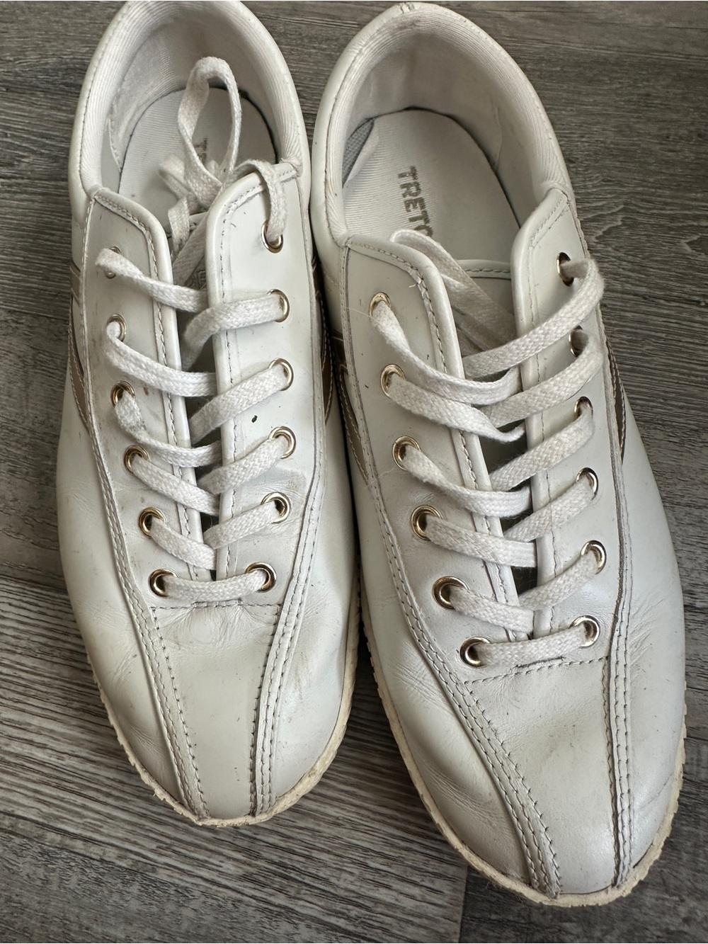 Tretorn White Leather Lace-Up Sneakers